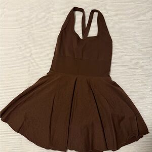 Brown Sleeveless Skater Dress